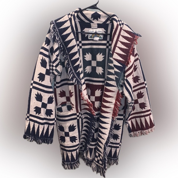 Blanket Chore Coat Cardigan Tapestry 90’s Country - Picture 3 of 6